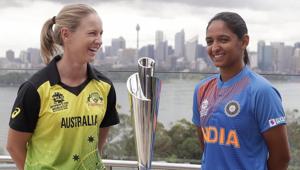 Cricket captains Meg Lanning of Australia, left, and Harmanpreet Kaur of India pose for a photo with the trophy(AP) Cricket captains Meg Lanning of Australia, left, and Harmanpreet Kaur of India pose for a photo with the trophy(AP)