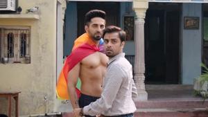 Ayushmann Khurrana and Jitendra Kumar in a still from Shubh Mangal Zyada Saavdhan. Ayushmann Khurrana and Jitendra Kumar in a still from Shubh Mangal Zyada Saavdhan.