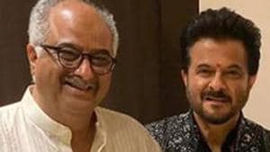 Anil Kapoor poses with brother Boney Kapoor.