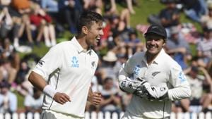 New Zealand's Trent Boult, left, with teammate BJ Watling(AP) New Zealand's Trent Boult, left, with teammate BJ Watling(AP)