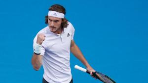 Greece's Stefanos Tsitsipas reacts during the match against Canada's Milos Raonic.(REUTERS) Greece's Stefanos Tsitsipas reacts during the match against Canada's Milos Raonic.(REUTERS)