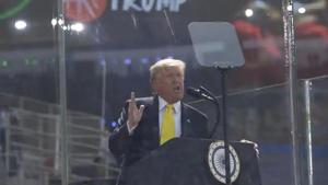 US President Donald Trump referred to classics like Dilwale Dulhania Le Jayenge (DDLJ) and Sholay in his speech during the ‘Namaste Trump’ event as he talked about the Indian film industry.(AP) US President Donald Trump referred to classics like Dilwale Dulhania Le Jayenge (DDLJ) and Sholay in his speech during the ‘Namaste Trump’ event as he talked about the Indian film industry.(AP)