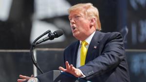 U.S. President Donald Trump speaks at a "Namaste Trump" event, during his visit to India at the Motera Stadium, in Ahmedabad on Monday.(REUTERS) U.S. President Donald Trump speaks at a "Namaste Trump" event, during his visit to India at the Motera Stadium, in Ahmedabad on Monday.(REUTERS)