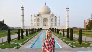 US First Daughter and White House senior advisor Ivanka Trump poses as she visits the Taj Mahal in Agra.(AFP) US First Daughter and White House senior advisor Ivanka Trump poses as she visits the Taj Mahal in Agra.(AFP)
