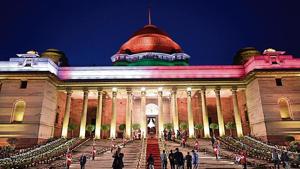 Rashtrapati Bhavan prepares for the ceremonial reception of US President Donald Trump and First Lady Melania Trump.(Photo: Vipin Kumar/ Hindustan Times) Rashtrapati Bhavan prepares for the ceremonial reception of US President Donald Trump and First Lady Melania Trump.(Photo: Vipin Kumar/ Hindustan Times)