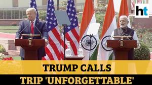 <p>Prime Minister Narendra Modi and President of the United States of America, Donald Trump, issued a joint statement on Tuesday. The press conference was conducted on the second and last day of Trump's India trip. The two leaders spoke on a host of issues, including counter-terror activities, defence, and bilateral trade. PM Modi introduced Trump as his 'friend'. The US President reciprocated the warmth by calling his trip 'unforgettable', 'special', and 'extraordinary'. The two leaders also announced the inking of a defence deal worth over $3 billion for military helicopters.</p> <p>Prime Minister Narendra Modi and President of the United States of America, Donald Trump, issued a joint statement on Tuesday. The press conference was conducted on the second and last day of Trump's India trip. The two leaders spoke on a host of issues, including counter-terror activities, defence, and bilateral trade. PM Modi introduced Trump as his 'friend'. The US President reciprocated the warmth by calling his trip 'unforgettable', 'special', and 'extraordinary'. The two leaders also announced the inking of a defence deal worth over $3 billion for military helicopters.</p>
