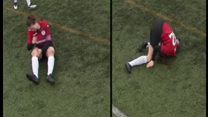 Jane O’Toole slapped the dislocated knee back into place and carried on with the game.(Twitter/@stmirrenwfc) Jane O’Toole slapped the dislocated knee back into place and carried on with the game.(Twitter/@stmirrenwfc)