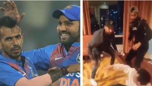 Yuzvendra Chahal, Rohit Sharma and Khaleel Ahmed.(File) Yuzvendra Chahal, Rohit Sharma and Khaleel Ahmed.(File)