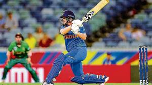Young Shafali Verma ensured India did not miss the services of the injured Smriti Mandhana with a quick 39 at the start of the innings.(PTI) Young Shafali Verma ensured India did not miss the services of the injured Smriti Mandhana with a quick 39 at the start of the innings.(PTI)
