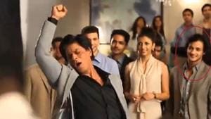 Asim Riaz seen in a commercial behind Shah Rukh Khan.