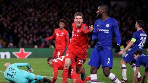 Bayern Munich's Thomas Muller celebrates after teammate Serge Gnabry scores their first goal(REUTERS) Bayern Munich's Thomas Muller celebrates after teammate Serge Gnabry scores their first goal(REUTERS)