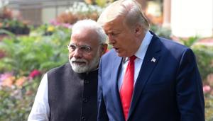 US President Trump likes to play up his role in the destruction of the Islamic State. Hopefully, this has now become twinned in his mind with India’s struggle against Pakistan.(Mohd Zakir/HT Photo) US President Trump likes to play up his role in the destruction of the Islamic State. Hopefully, this has now become twinned in his mind with India’s struggle against Pakistan.(Mohd Zakir/HT Photo)