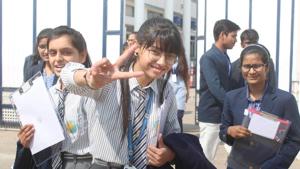 Students coming out of their exam centres after writing paper(Yogendra Kumar/Hindustan Times) Students coming out of their exam centres after writing paper(Yogendra Kumar/Hindustan Times)