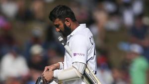 Cheteshwar Pujara of India leaves the field after being dismissed during day three of the First Test match between New Zealand and India(Getty Images) Cheteshwar Pujara of India leaves the field after being dismissed during day three of the First Test match between New Zealand and India(Getty Images)