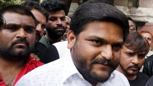 Hardik Patel had led a Patidar agitation in 2015 in Gujarat and was booked for leading a march without permission.(ANI File Photo) Hardik Patel had led a Patidar agitation in 2015 in Gujarat and was booked for leading a march without permission.(ANI File Photo)