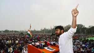 CPI leader Kanhaiya Kumar at an anti-CAA rally NRC, at Gandhi Maidan, in Patna.(Santosh Kumar /HT File Photo) CPI leader Kanhaiya Kumar at an anti-CAA rally NRC, at Gandhi Maidan, in Patna.(Santosh Kumar /HT File Photo)