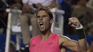 Spain's Rafael Nadal celebrates defeating Serbia's Miomir Kecmanovic.(AP) Spain's Rafael Nadal celebrates defeating Serbia's Miomir Kecmanovic.(AP)