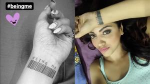 Akanksha Puri shows her new modified tattoo which hides the names of her ex-boyfriend and Bigg Boss 13 contestant Paras Chhabra. Akanksha Puri shows her new modified tattoo which hides the names of her ex-boyfriend and Bigg Boss 13 contestant Paras Chhabra.