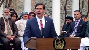 US Defense Secretary Mark Esper, speaks during a joint news conference with Afghanistan's President Ashraf Ghani, and NATO Secretary-General Jens Stoltenberg, (unseen) in Kabul on Saturday, Feb 29, 2020.(ANI) US Defense Secretary Mark Esper, speaks during a joint news conference with Afghanistan's President Ashraf Ghani, and NATO Secretary-General Jens Stoltenberg, (unseen) in Kabul on Saturday, Feb 29, 2020.(ANI)