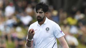 India's Ishant Sharma checks the ball to bowl against New Zealand during the first cricket test between India and New Zealand at the Basin Reserve in Wellington, New Zealand, Saturday, Feb. 22, 2020.(AP) India's Ishant Sharma checks the ball to bowl against New Zealand during the first cricket test between India and New Zealand at the Basin Reserve in Wellington, New Zealand, Saturday, Feb. 22, 2020.(AP)