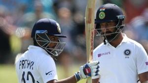 India's Prithvi Shaw celebrates his half century(REUTERS) India's Prithvi Shaw celebrates his half century(REUTERS)