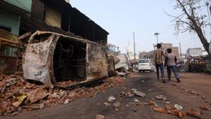 A burnt vehicle after the communal violence that erupted in northeast Delhi over Citizenship Amendment Act (CAA), at Shiv Puri, in New Delhi, India, on Friday, February 28, 2020.(Amal KS/HT PHOTO) A burnt vehicle after the communal violence that erupted in northeast Delhi over Citizenship Amendment Act (CAA), at Shiv Puri, in New Delhi, India, on Friday, February 28, 2020.(Amal KS/HT PHOTO)