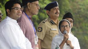 Mamata Banerjee’s nephew Abhishek Banerjee countered Amit Shah citing Delhi riots after Shah’s attacks on the Bengal government.(HT Photo/File) Mamata Banerjee’s nephew Abhishek Banerjee countered Amit Shah citing Delhi riots after Shah’s attacks on the Bengal government.(HT Photo/File)