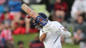 Ajinkya Rahane is hit on his helmet(REUTERS) Ajinkya Rahane is hit on his helmet(REUTERS)