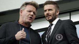 David Beckham, right, talks to chef Gordon Ramsay before an MLS soccer match.(AP) David Beckham, right, talks to chef Gordon Ramsay before an MLS soccer match.(AP)