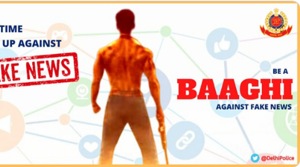 The tweet referred to the upcoming Bollywood film, Baaghi which has Tiger Shroff and Shraddha Kapoor in lead roles. Baaghi is an Urdu word meaning a rebel.(Twitter/@DCPNewDelhi) The tweet referred to the upcoming Bollywood film, Baaghi which has Tiger Shroff and Shraddha Kapoor in lead roles. Baaghi is an Urdu word meaning a rebel.(Twitter/@DCPNewDelhi)