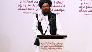 Mullah Abdul Ghani Baradar, the leader of the Taliban delegation, speaks at a signing ceremony between Afghanistan's Taliban and the U.S. in Doha, Qatar February 29, 2020.(REUTERS) Mullah Abdul Ghani Baradar, the leader of the Taliban delegation, speaks at a signing ceremony between Afghanistan's Taliban and the U.S. in Doha, Qatar February 29, 2020.(REUTERS)
