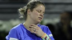 Belgium's Kim Clijsters reacts in a match against Spain's Gabrine Muguruza.(AP) Belgium's Kim Clijsters reacts in a match against Spain's Gabrine Muguruza.(AP)