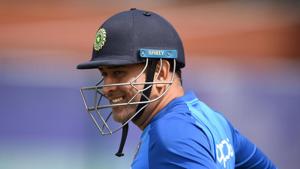 MANCHESTER, ENGLAND - JULY 08: MS Dhoni of India prepares to bat during a net session at Old Trafford on July 08, 2019 in Manchester, England. (Photo by Gareth Copley/Getty Images)(Getty Images) MANCHESTER, ENGLAND - JULY 08: MS Dhoni of India prepares to bat during a net session at Old Trafford on July 08, 2019 in Manchester, England. (Photo by Gareth Copley/Getty Images)(Getty Images)