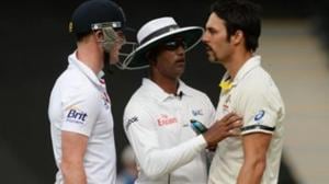 File image of Ben Stokes and Mitchell Johnson being separated by umpire Kumar Dharamsena(Getty Image) File image of Ben Stokes and Mitchell Johnson being separated by umpire Kumar Dharamsena(Getty Image)
