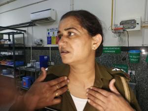 SI Urmila, who was assaulted besides two women constables. SI Urmila, who was assaulted besides two women constables.