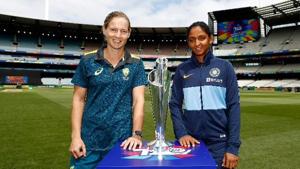 Australia captain Meg Lanning with Harmanpreet Singh.(ICC/Twitter) Australia captain Meg Lanning with Harmanpreet Singh.(ICC/Twitter)