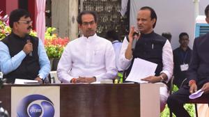 CM Uddhav Thackeray , DY CM Ajit Pawar and Shambhuraj Desai after presenting budget during the Budget assembly session at Vidhan Bhavan in Mumbai on Friday.(Anshuman Poyrekar/HT Photo) CM Uddhav Thackeray , DY CM Ajit Pawar and Shambhuraj Desai after presenting budget during the Budget assembly session at Vidhan Bhavan in Mumbai on Friday.(Anshuman Poyrekar/HT Photo)