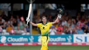 FILE PHOTO: Cricket - Women’s Ashes - First IT20 - England v Australia - The Cloudfm County Ground, Chelmsford, Britain - July 26, 2019. Australia's Meg Lanning celebrates reaching her century. Action Images via Reuters/Peter Cziborra/File Photo(Action Images via Reuters)