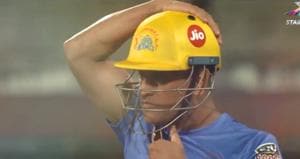 MS Dhoni during the practice session of the upcoming IPL 2020 at MAC Stadium, in Chennai.(Twitter) MS Dhoni during the practice session of the upcoming IPL 2020 at MAC Stadium, in Chennai.(Twitter)