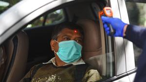 A woman goes through thermal screening amid the coronavirus scare with 43 cases tested positive in India so far, in New Delhi on Monday.(Raj K Raj/HT Photo) A woman goes through thermal screening amid the coronavirus scare with 43 cases tested positive in India so far, in New Delhi on Monday.(Raj K Raj/HT Photo)