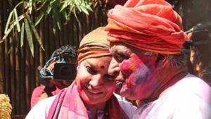 Shabana Azmi and Javed Akhtar celebrate Holi in 2019. Shabana Azmi and Javed Akhtar celebrate Holi in 2019.