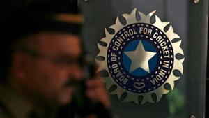 A policeman walks past a logo of the Board of Control for Cricket in India (BCCI) during a governing council meeting of the Indian Premier League (IPL) at BCCI headquarters in Mumbai.(REUTERS) A policeman walks past a logo of the Board of Control for Cricket in India (BCCI) during a governing council meeting of the Indian Premier League (IPL) at BCCI headquarters in Mumbai.(REUTERS)