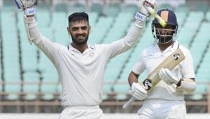 Saurashtra batsman Arpit Vasavada celebrates after scoring 100(PTI) Saurashtra batsman Arpit Vasavada celebrates after scoring 100(PTI)