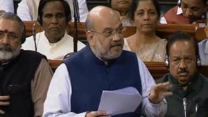 Home minister Amit Shah replies on Delhi communal riots in Lok Sabha on Wednesday.(Screengrab) Home minister Amit Shah replies on Delhi communal riots in Lok Sabha on Wednesday.(Screengrab)