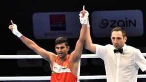 Manish Kaushik celebrates after winning 9th Tokyo quota for India.(BFI Image) Manish Kaushik celebrates after winning 9th Tokyo quota for India.(BFI Image)