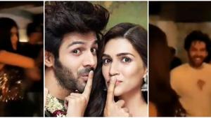 Kartik Aaryan and Kriti Sanon dance in a new viral video. Kartik Aaryan and Kriti Sanon dance in a new viral video.