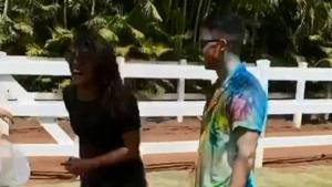 Priyanka Chopra and Nick Jonas in a screengrab from the video.