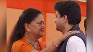 Vasundhara Raje on Wednesday welcomed her nephew and former Congress leader Jyotiraditya Scindia into BJP.(PHoto: Twitter/ VasundharaBJP) Vasundhara Raje on Wednesday welcomed her nephew and former Congress leader Jyotiraditya Scindia into BJP.(PHoto: Twitter/ VasundharaBJP)