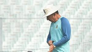 Bengal cricket captain Abhimanyu Easwaran and coach Arun Lal inspect the pitch during a training session(PTI) Bengal cricket captain Abhimanyu Easwaran and coach Arun Lal inspect the pitch during a training session(PTI)