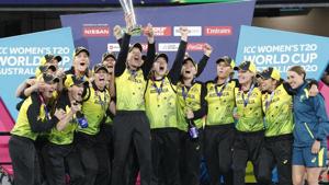 Melbourne: Australian players celebrate their win over India in the Women's T20 World Cup cricket final match in Melbourne, Sunday, March 8, 2020. AP/PTI(AP08-03-2020_000141A)(AP) Melbourne: Australian players celebrate their win over India in the Women's T20 World Cup cricket final match in Melbourne, Sunday, March 8, 2020. AP/PTI(AP08-03-2020_000141A)(AP)